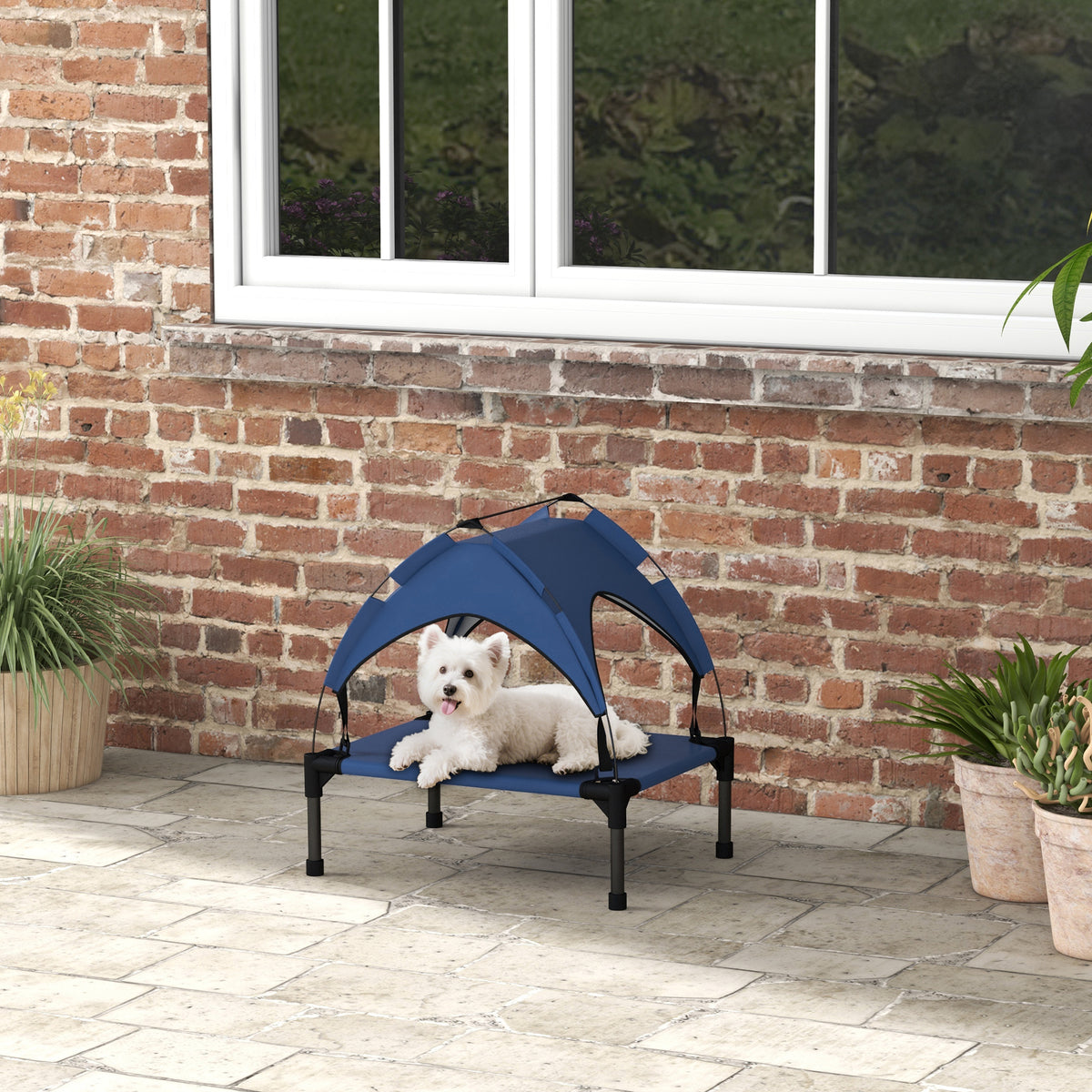 Cooling Raised Pet Bed w/ Washable Breathable Mesh, for Mini Small Dogs, 61 x 46 x 63cm - Dark Blue