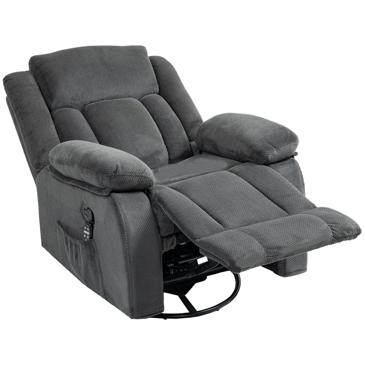 Relaxsessel mit Vibrationsmassage und Wärme, manuell verstellbarer Drehsessel mit Schaukelfunktion und Taschenfederkern, Grau