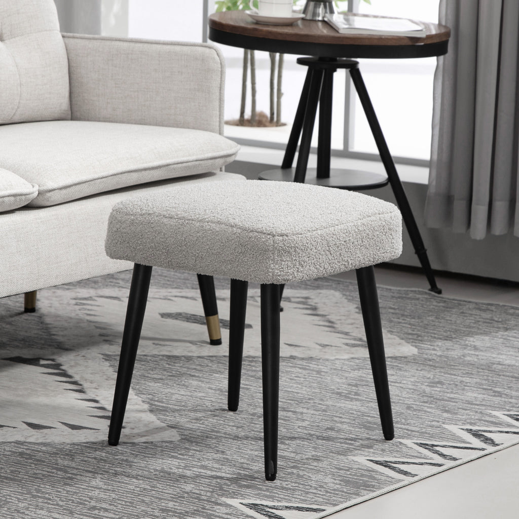 Hocker, Fu?st¨¹tze, gepolsterter Sitz, Kaschmir-Optik, Stahlbeine, 42 x 42 x 44 cm, Hellgrau