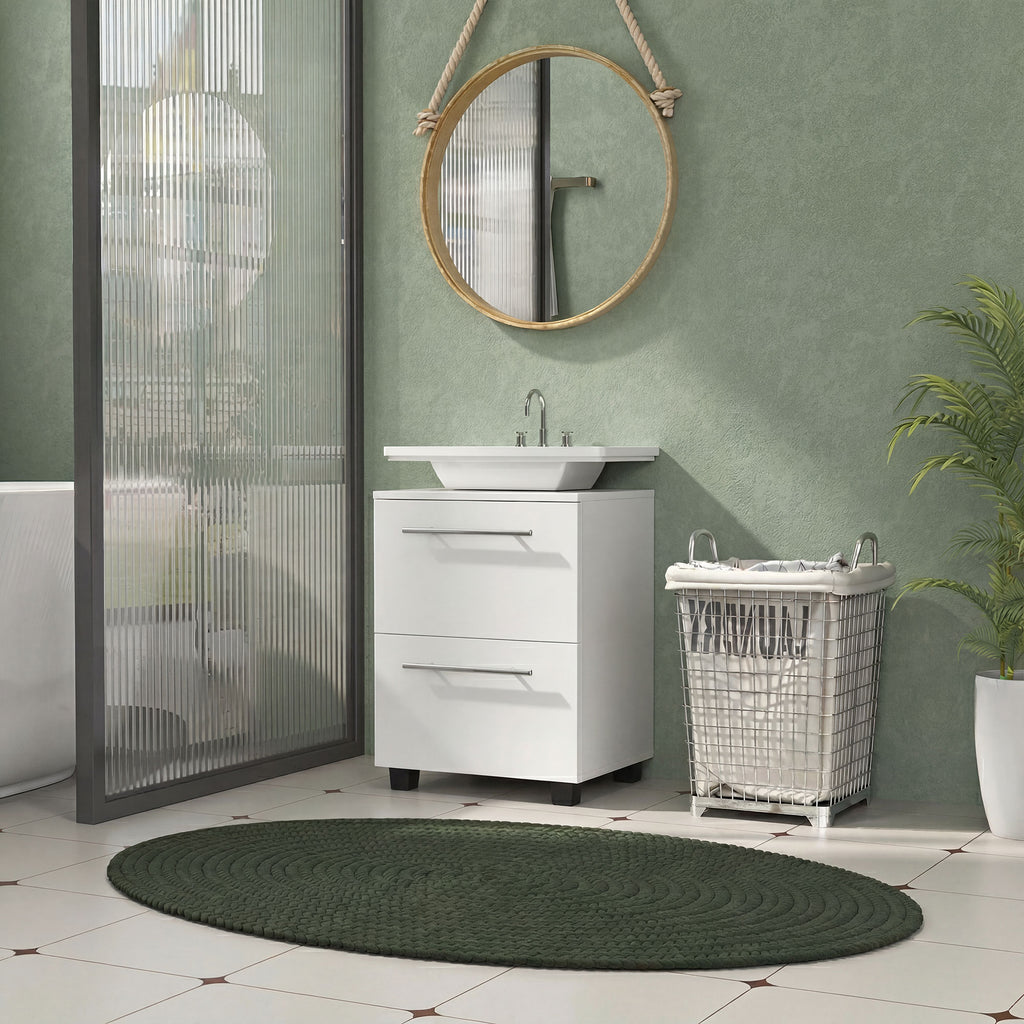 Badezimmerschrank, Waschbecken-Kommode mit Schublade, kompakt, Spanplatte, Wei?