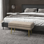Sitzbank Polsterbank, mit Stauraum, Stahl, 79,5 cm x 37,5 cm x 43 cm, Beige