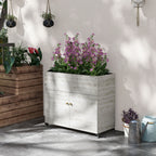 Hochbeet mit R?dern, Schrankfach, Innenauskleidung, Used Look, 110x50x95 cm, Wei?