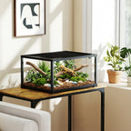 Reptilien-Terrarium, 86 Liter Vivarium mit Schiebet¨¹r, verschlie?bar, f¨¹r Echsen, Insekten, Spinnen, Geckos, 60 x 45 x 32 cm, Schwarz