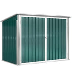 Mülltonnenbox Müllbox abschließbar Gerätebox mit Doppeltür Deckel für 2 Mülltonnen Stahl 179,5 x 108 x 129,5/113 cm Grün