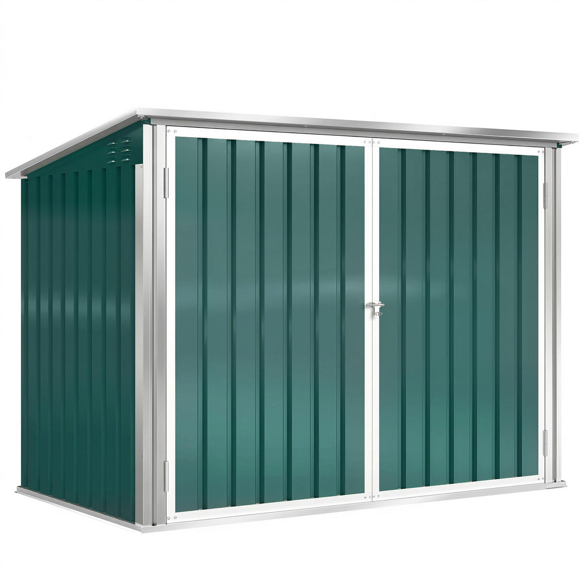 Mülltonnenbox Müllbox abschließbar Gerätebox mit Doppeltür Deckel für 2 Mülltonnen Stahl 179,5 x 108 x 129,5/113 cm Grün