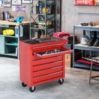 Werkzeugwagen, 2 kleine & 5 gro?e Schubladen, Stahl, bis 150 kg, 69 x 33 x 75 cm, Rot