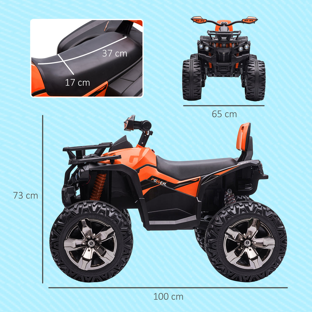 12V Kinderfahrzeug mit Vorwärts-, Rückwärtsfunktion, MP3-Musikplayer, Scheinwerfer, 3-8 km/h, 3-5 Jahre, Orange