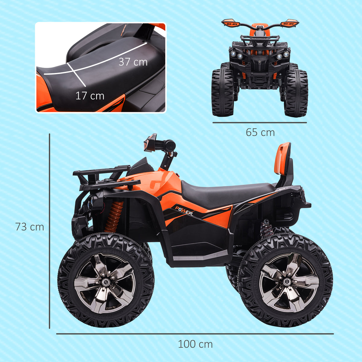 12V Kinderfahrzeug mit Vorwärts-, Rückwärtsfunktion, MP3-Musikplayer, Scheinwerfer, 3-8 km/h, 3-5 Jahre, Orange