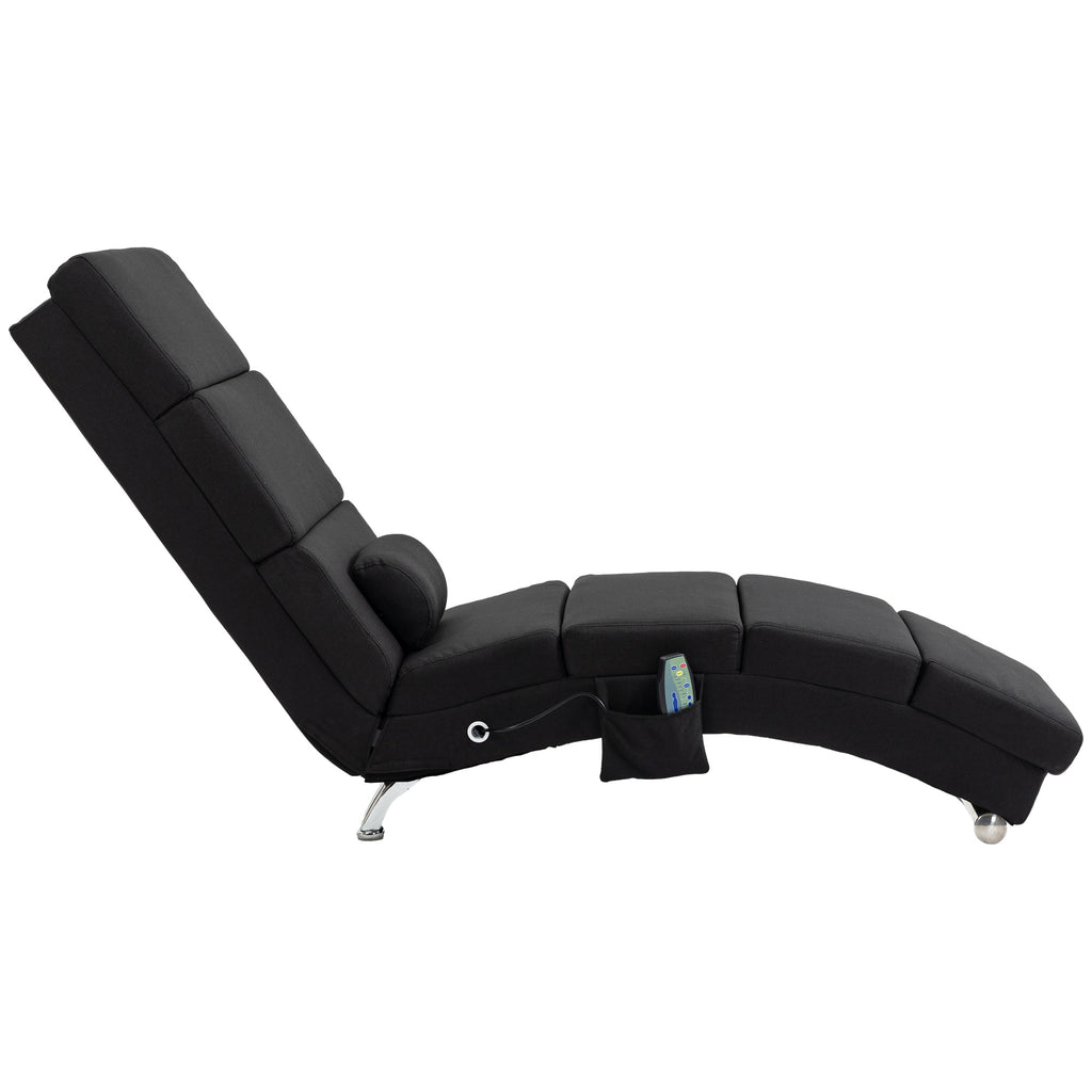 Massagesessel, Relaxsessel, Liegesessel mit 8 Vibrationspunkten, 5 Modi, 56 x 168 x 84 cm, Schwarz