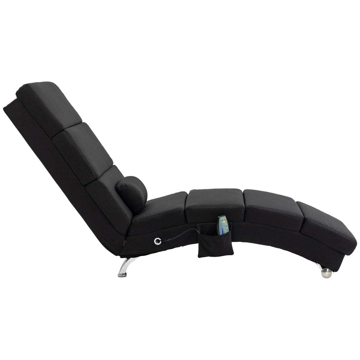 Massagesessel, Relaxsessel, Liegesessel mit 8 Vibrationspunkten, 5 Modi, 56 x 168 x 84 cm, Schwarz