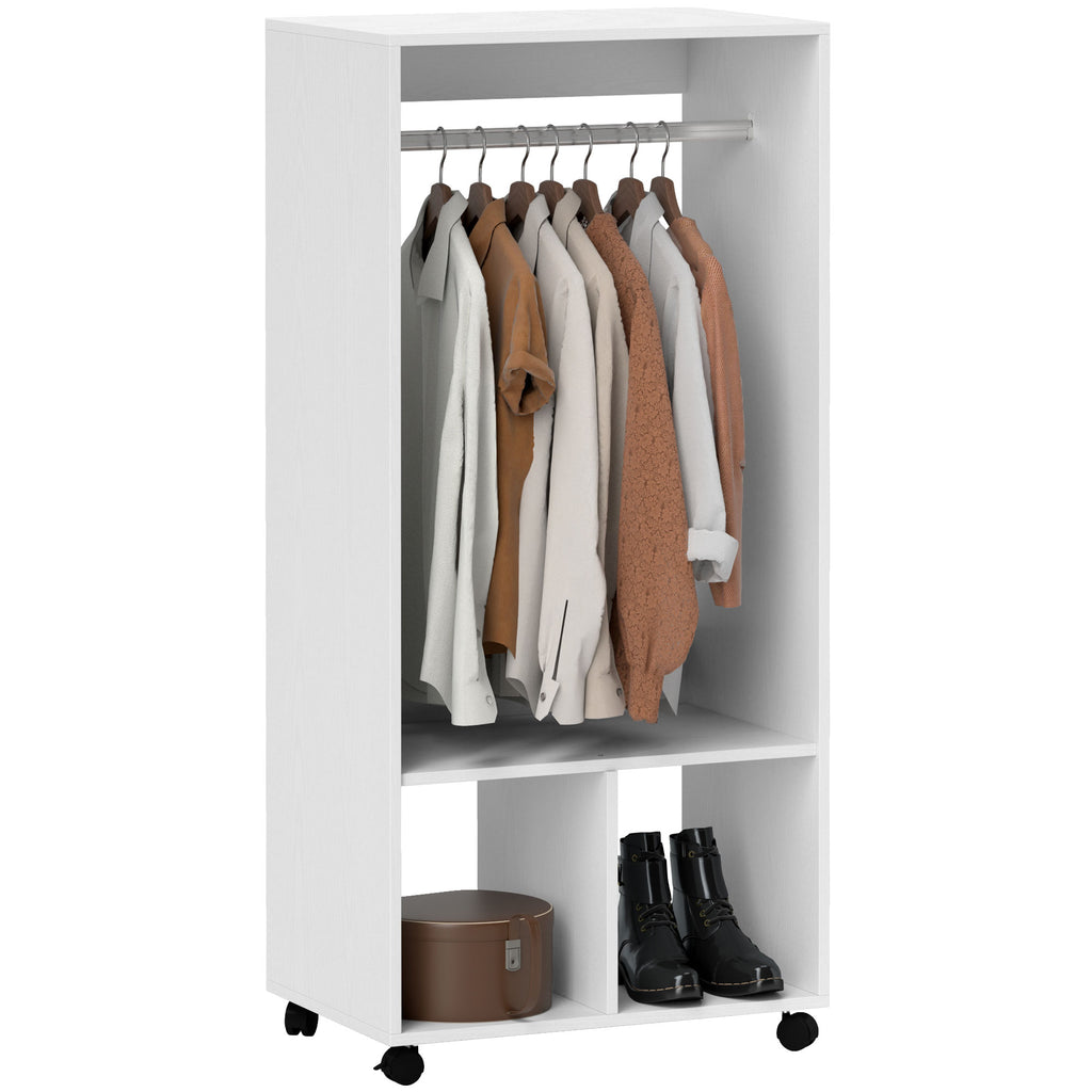 Kleiderschrank Garderobe,60 cm x 40 cm x 127 cm, 1 Kleiderstange, 2 Regale, Wei?