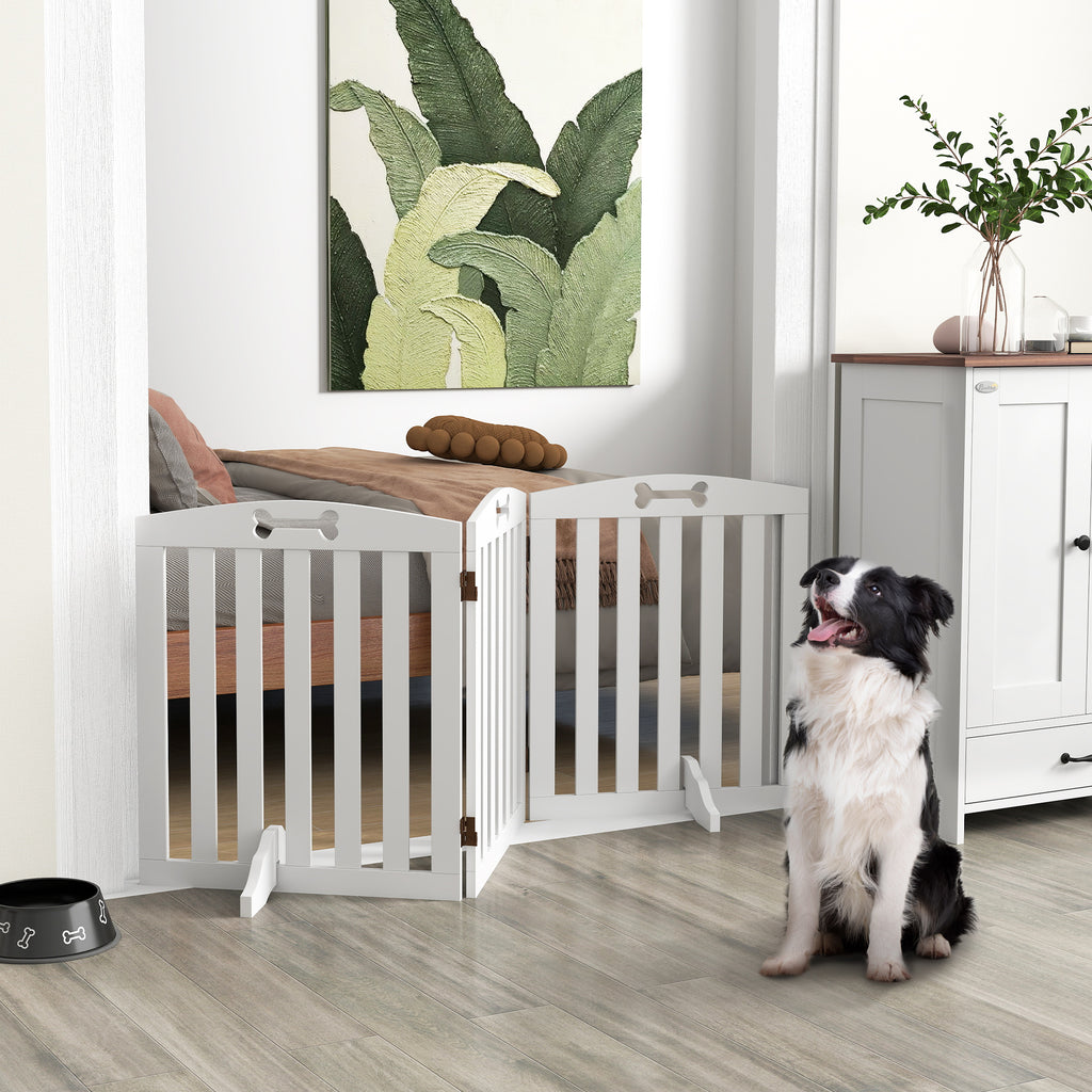 Freistehendes Hundegitter mit Stützfüßen, für Türrahmen, Flur, Treppe, 155 x 30 x 61 cm, Weiß