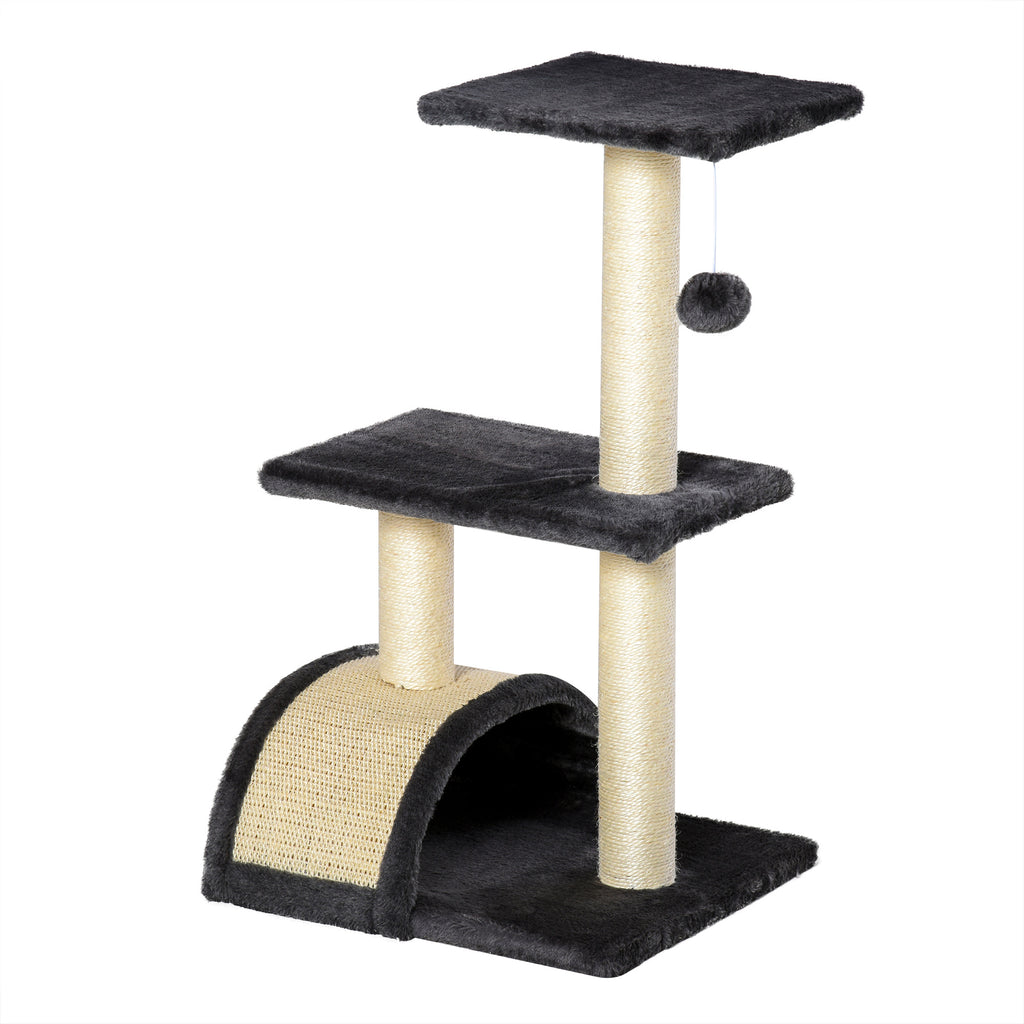 72cm Cat Tree with Scratching Post, Pad for Indoor Cats - Smoky Grey