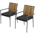 Gartenstühle Outdoor-Stühle Terrassenstühle, wetterbeständig, modernes Design, 57 x 58 x 87cm, Braun+Schwarz+Grau