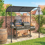 Grillpavillon, Grillüberdachung, Regenschutz, Haken für Utensilien, Stahlrahmen, Dunkelgrau, 215 x 150 x 182/220 cm