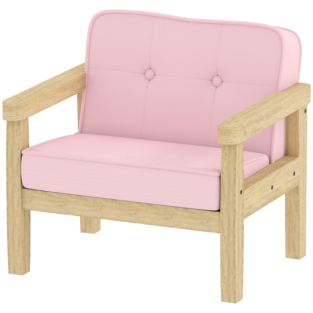 Kindersessel Kindersofa mit Kord-Optik, massiven Holzf¨¹?en Sessel aus Schaumstoff Kinderstuhl f¨¹r Kinderzimmer, Spielzimmer, 46,5 x 44 x 45 cm, f¨¹r Kinder 3-8 Jahre Rosa