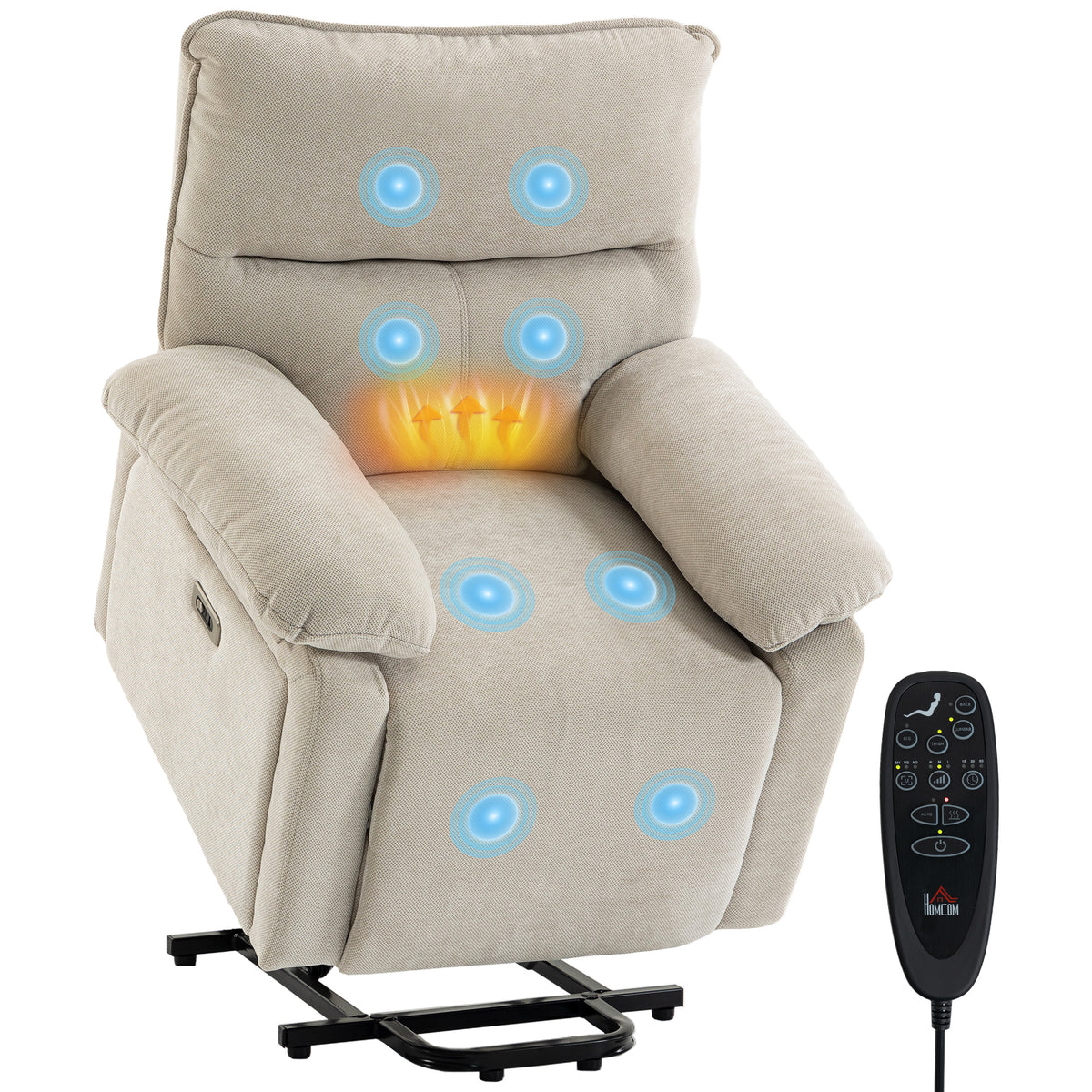 Relaxsessel mit Aufstehhilfe Vibrationsmassage Wärme Cremeweiß