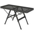 3 ft Folding Camping Table w/ Adjustable Heights, Portable Lightweight Outdoor Folding Picnic Table with Metal Mesh Desktop & Aluminium Legs for Picnic, Garden, Party, Black