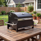 Holzkohlegrill aus Stahl tragbarer BBQ Smoker mit Deckel verstellbare Lüftung zweistufige Kohlepfanne Thermometer