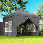 3x3(m) Pop-Up Gazebo, with Curtain Walls and Windows, Grey