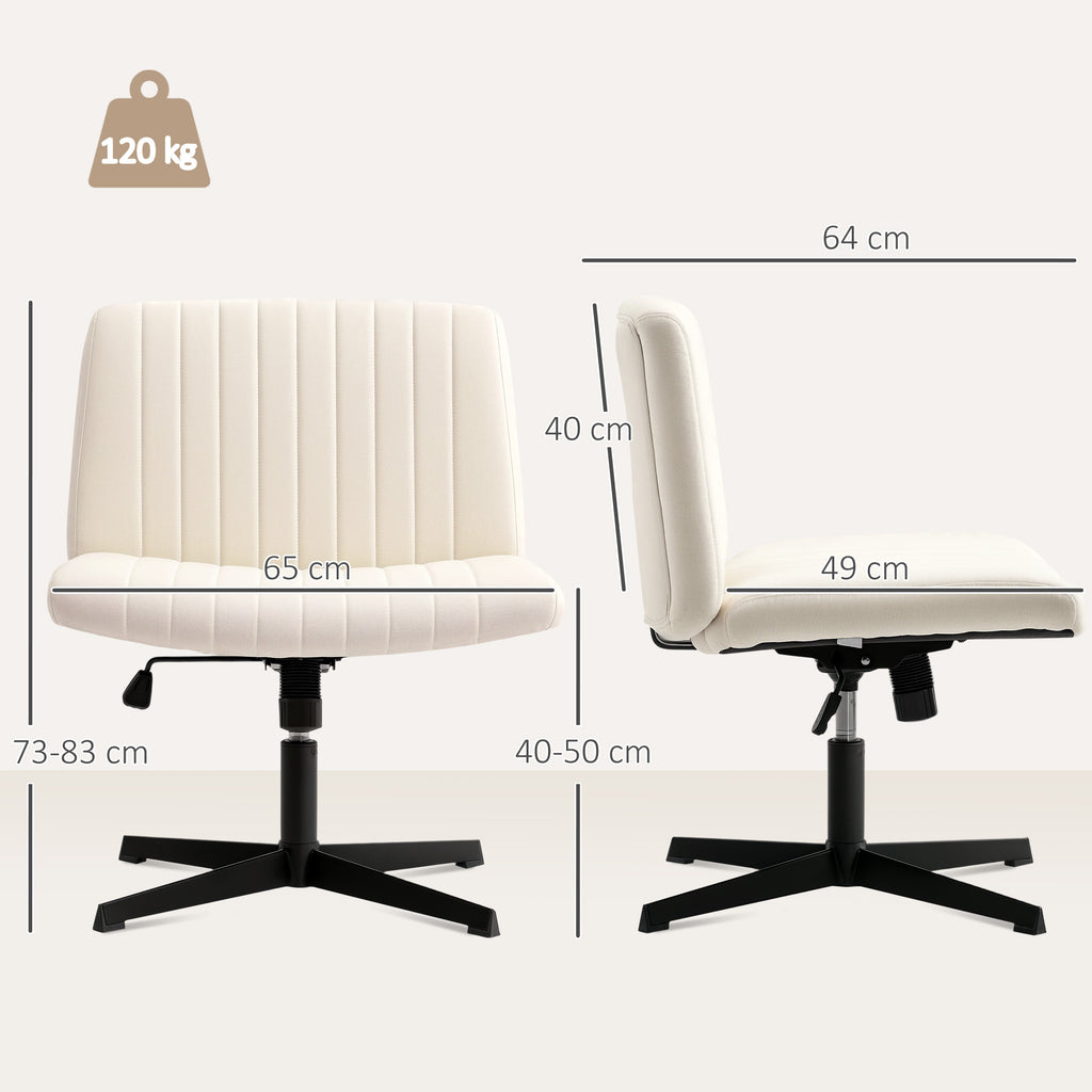 Homeoffice Stuhl höhenverstellbar Drehstuhl mit Leinenoptik Schneidersitz-Stuhl bis 120 kg belastbar, Cremeweiß