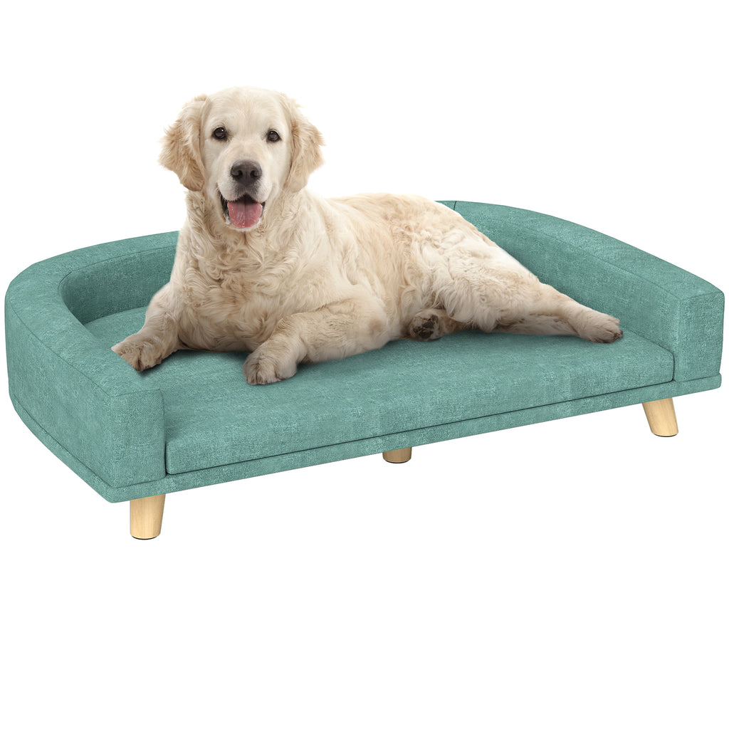 Hundebett Hundesofa Haustiersofa, Eukolyptusholz, 98 x 67 x 25 cm, Grün