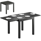 Gartentisch Ausziehbarer 80/160 x 80 cm Aluminium Esstisch für 4-6 Personen, Rechteckig mit Lamellenplatte
