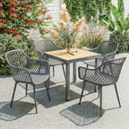 Gartenstuhl 4er Set UV-beständige Gartenstühle aus Kunststoff mit Armlehne Rückenlehne 56 x 51 x 84 cm Dunkelgrau