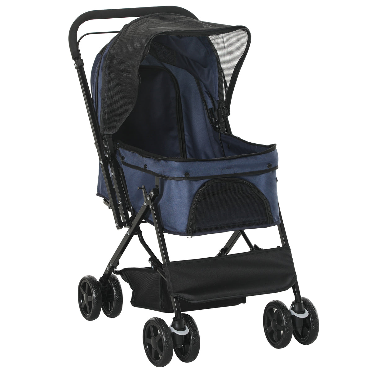 Hundewagen Hundebuggy klappbar, 1 Korb, 2 Bremsen, inkl. Sicherheitsleine, Blau