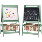Three-In-One Kids Easel with Paper Roll, Art Easel, with Storage - Green