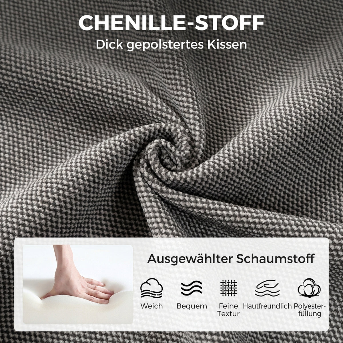Relaxsessel mit Höhenverstellbaren Hocker, für Wohnzimmer, Grau
