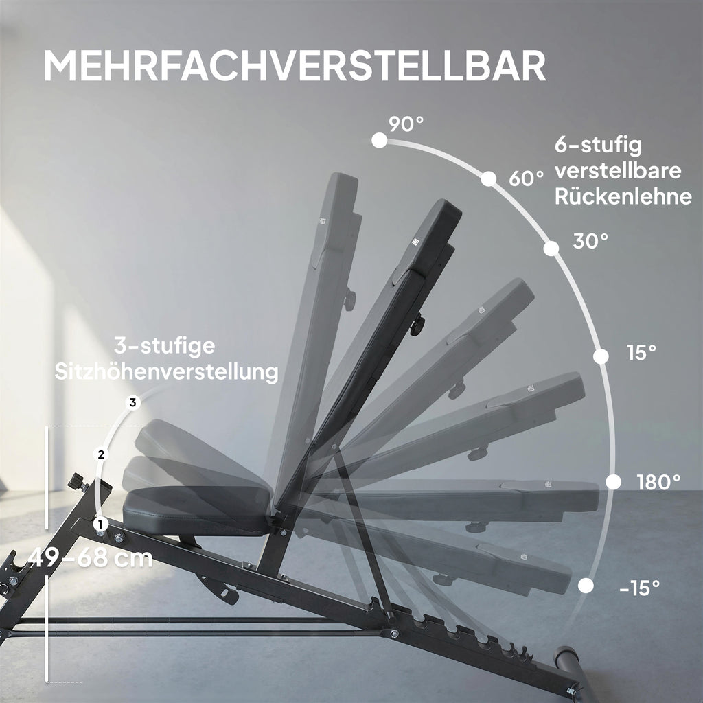 Hantelbank Verstellbar 4 in 1 Trainingsbank mit Beinstrecker