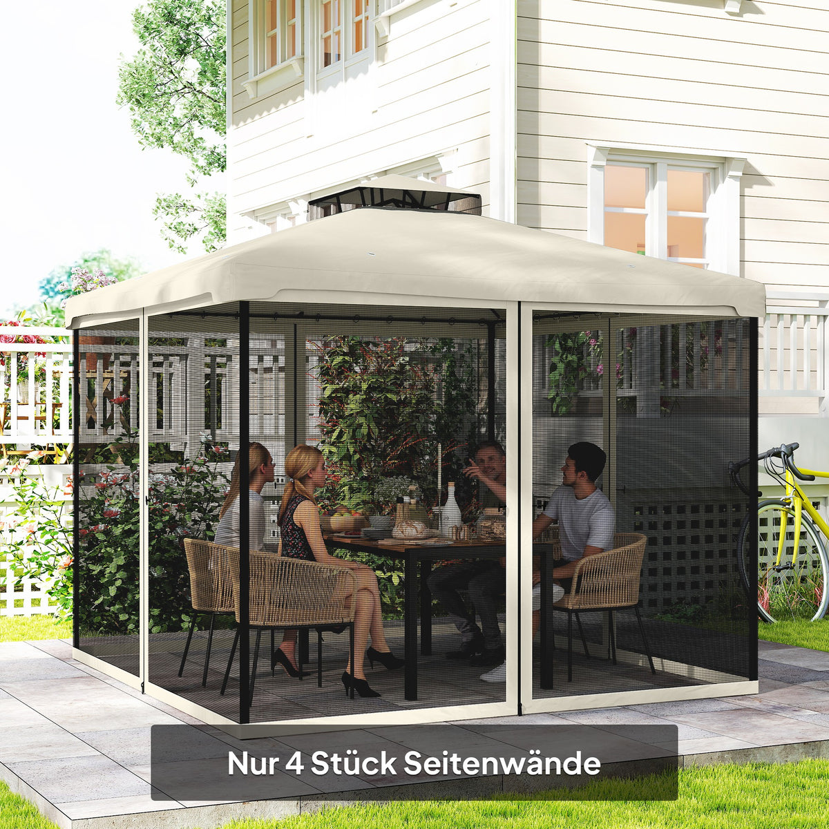 302 x 207cm Universal Replacement Mesh Sidewall Netting for Patio Gazebos and Canopy Tents, (Sidewall Only) Cream White