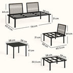Lounge Gartenmöbel Set 5-6 Personen Gartenlounge Set mit 2 Sitzer Gartensofa 2 Stühle Eckstuhl Lamell-Tisch Fußhocker