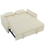 3-in-1 Verstellbares Schlafsofa, Zweisitzer mit Getränkehaltern, verstellbarer Rückenlehne und Seitentaschen, Beige