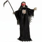 170cm Life Size Animated Grim Reaper Halloween Decoration, Scary Halloween Animatronics Decor with Sound Touch Activated
