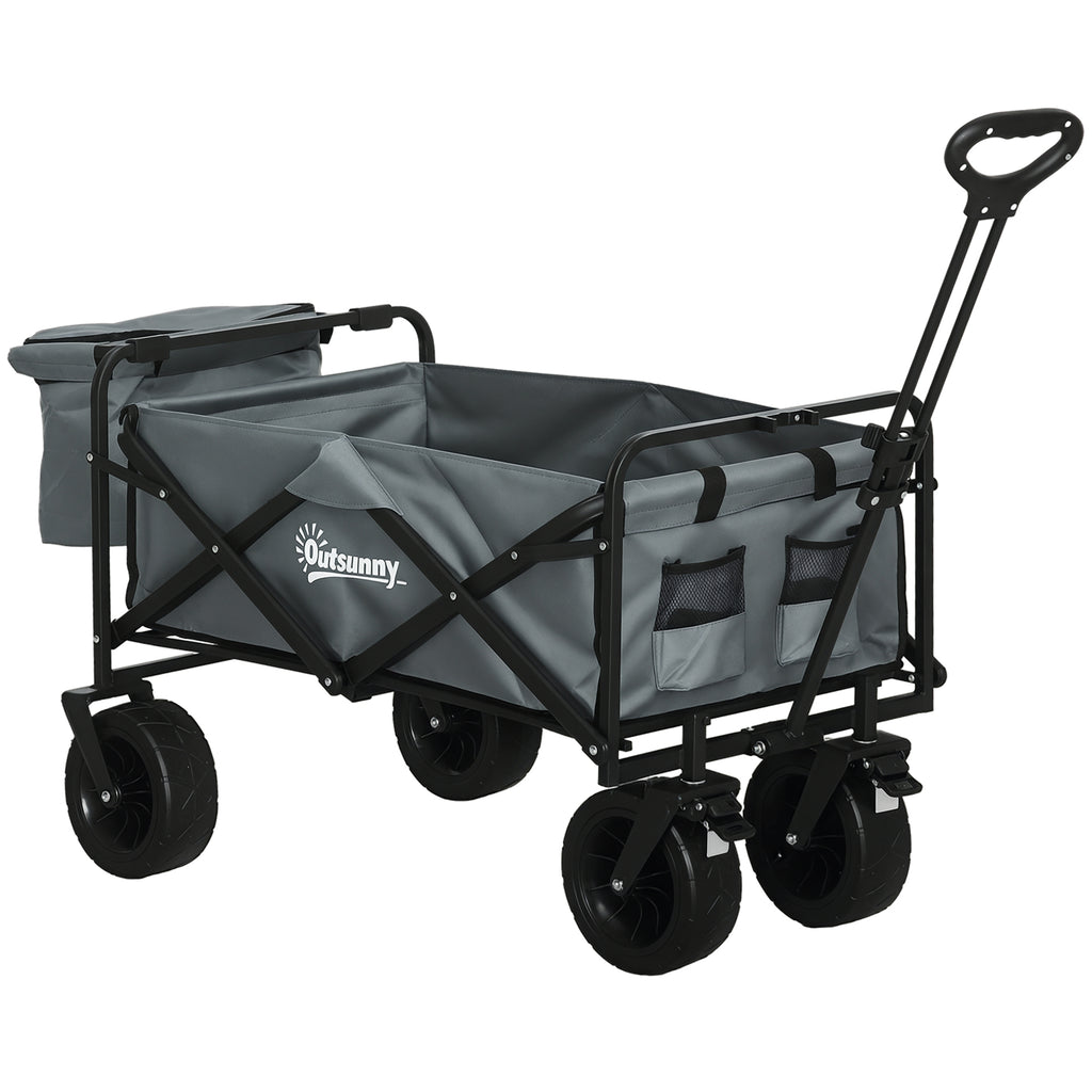 Bollerwagen mit K¨¹hltasche, klappbar, Stahlrahmen, bis 100 kg, 113x57x77-100 cm, Dunkelgrau