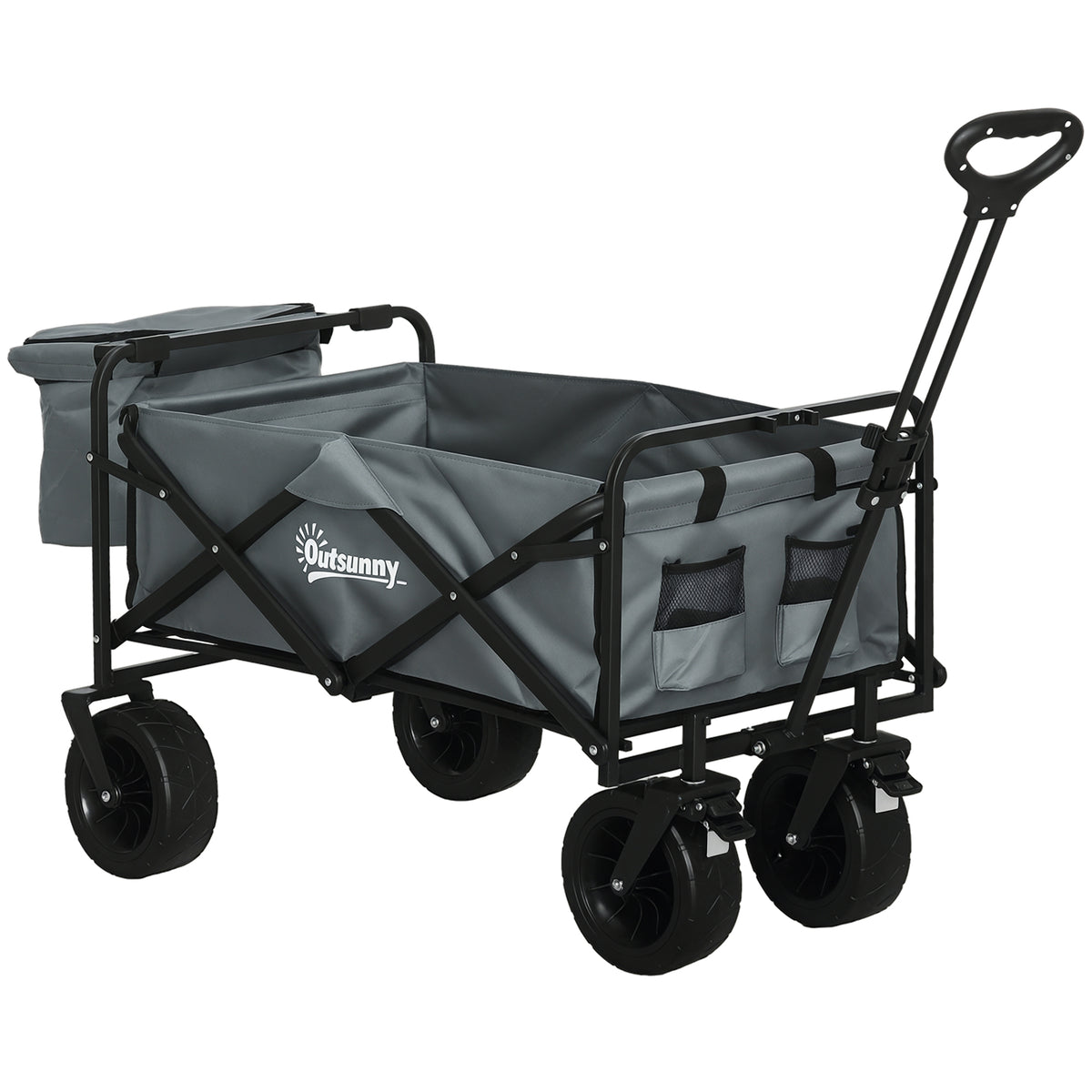 Bollerwagen mit K¨¹hltasche, klappbar, Stahlrahmen, bis 100 kg, 113x57x77-100 cm, Dunkelgrau