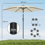 Sonnenschirm 270 cm knickbar Balkonschirm mit Kurbel UV 50+ Gartenschirm Cremeweiß