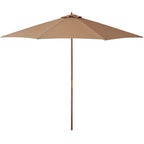 3(m) Garden Umbrella Wooden Parasol 8 Ribs Bamboo Sun Shade Patio Outdoor Umbrella Canopy Khaki