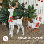 LED-Weihnachtsdekoration, leuchtendes Rentier und Schlitten, 170 Lichter, 50 x 29 x 42 cm