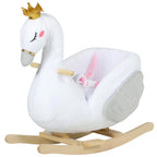 Schaukeltier, Schwan-Schaukel mit Schlaflied, weicher F¨¹llung, Holzrahmen, f¨¹r Kinder 1,5-3 Jahre, 65x40x68 cm, Wei?