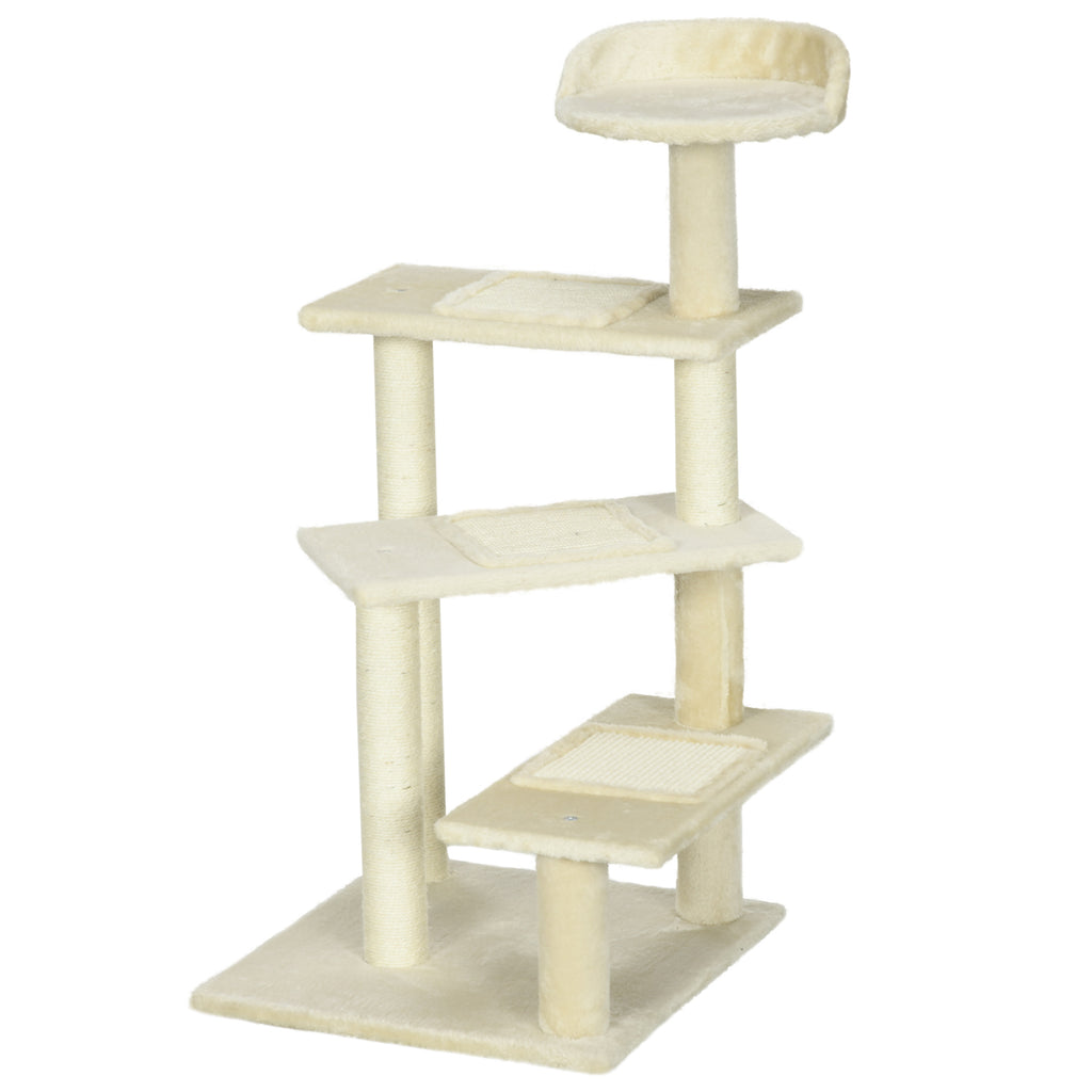 100 cm Cat Tree for Indoor Cats Kitten Scratch Scratching Post Climbing Tower Activity Centre Beige
