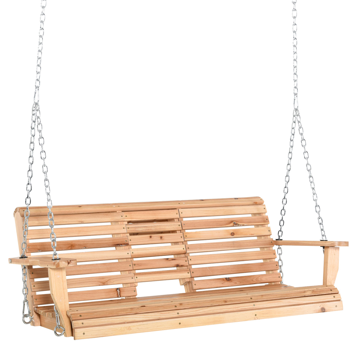 Hängebank mit Klapptisch und Becherhaltern Naturholz 150 x 75 x 53cm