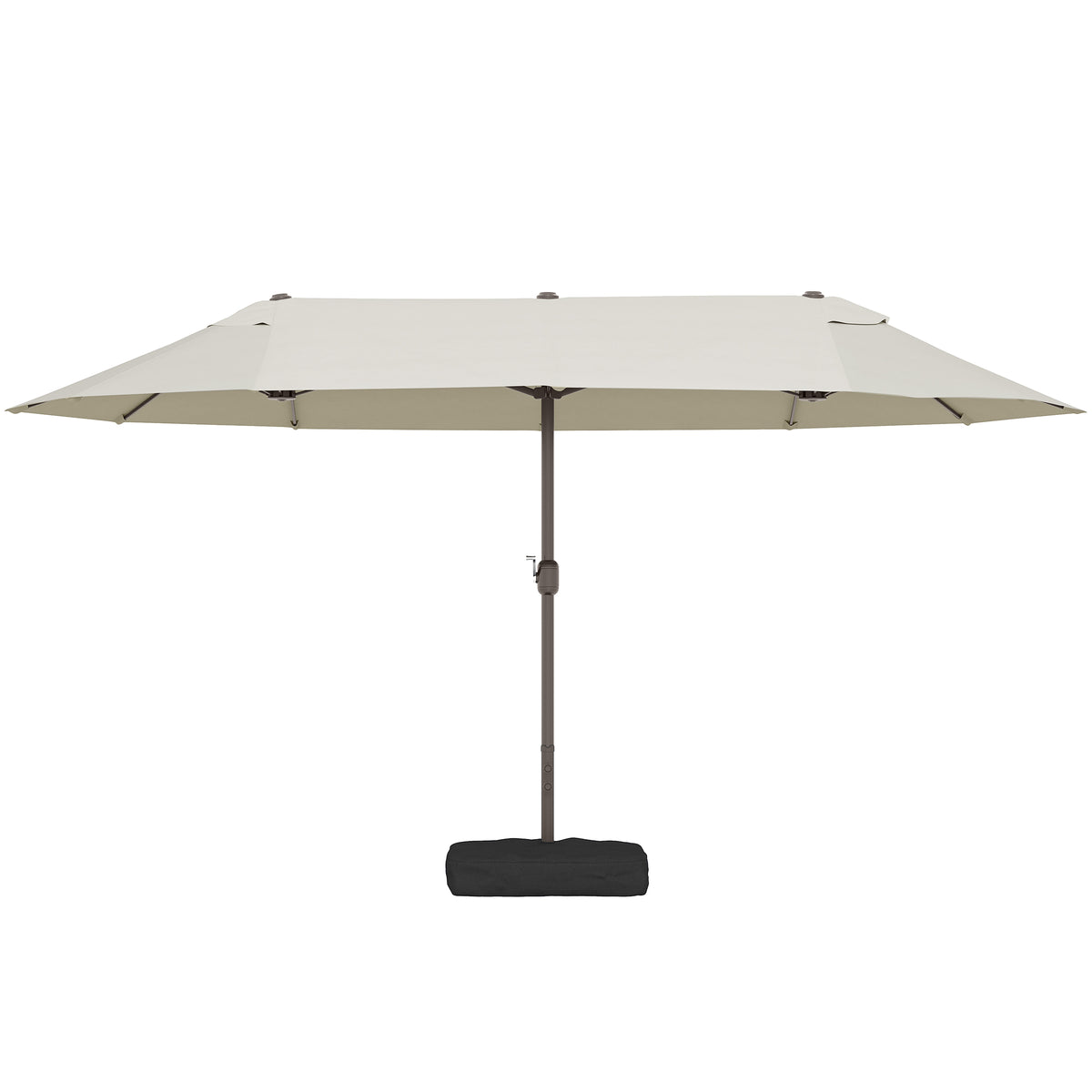 Doppelsonnenschirm 455 x 265 cm, UV Schutz Sonnenschirm mit Handkurbel, Ständer, Balkonschirm Strandschirm windfest Kurbelschirm Sonnenschutz für Strand Balkon Garten, Cremeweiß