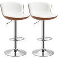 2er-Set Barhocker, höhenverstellbar, Metallgestell, drehbarer Sitz, Cremeweiß