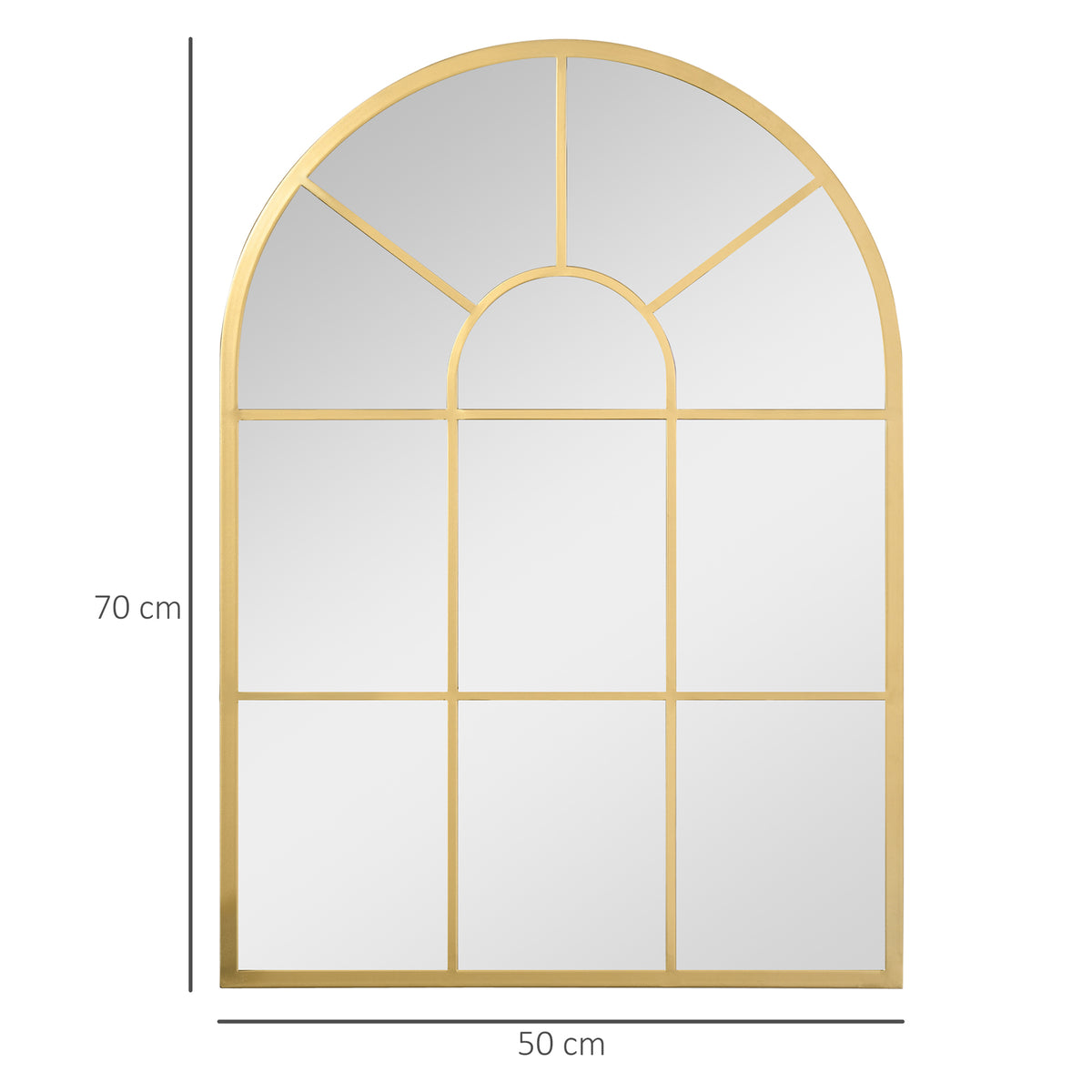 Fensterspiegel mit Metallrahmen, 70 x 2 x 50 cm, goldfarben