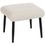 Sitzhocker Hocker mit weichem Sitzkissen Stahlbeinen Fu?hocker mit Chenille-Stoff, 45 x 41 x 38 cm, Cremewei?