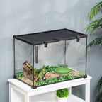 Glass Reptile Terrarium Insect Breeding Tank Vivarium Habitats with Thermometer for Lizards, Horned Frogs, Snakes, Spiders - Large 50 x 30 x 35cm