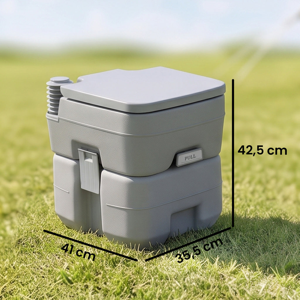 Campingtoilette, 20 L Mobil-WC, Camping-WC mit Spül- und Abwassertank, 35,5 x 41 x 42,5 cm, Kunststoff, Grau